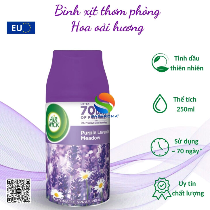 Bình xịt tinh dầu thiên nhiên Air Wick 250ml – nhập khẩu chính hãng EU, hỗ trợ khử mùi, thơm phòng