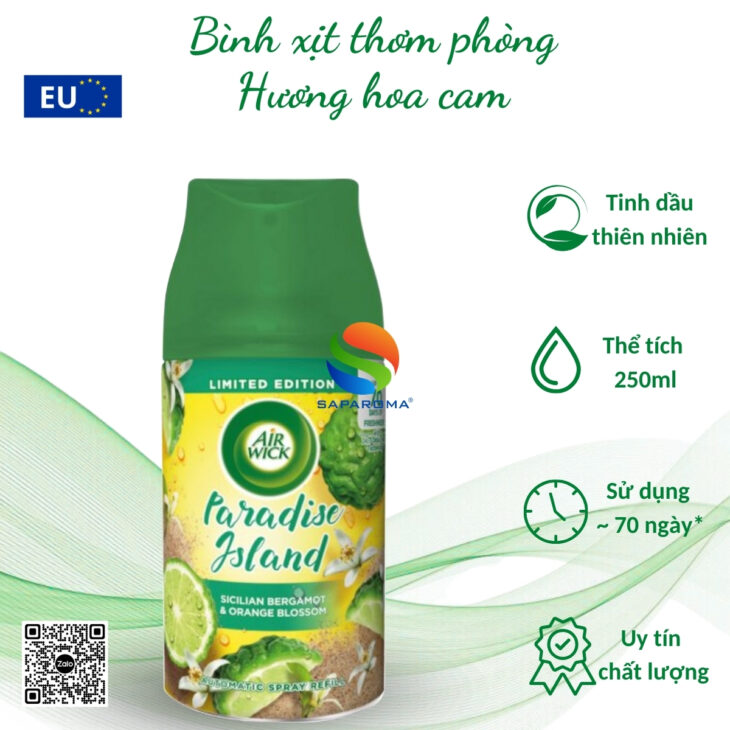 Bình xịt tinh dầu thiên nhiên Air Wick 250ml – nhập khẩu chính hãng EU, hỗ trợ khử mùi, thơm phòng