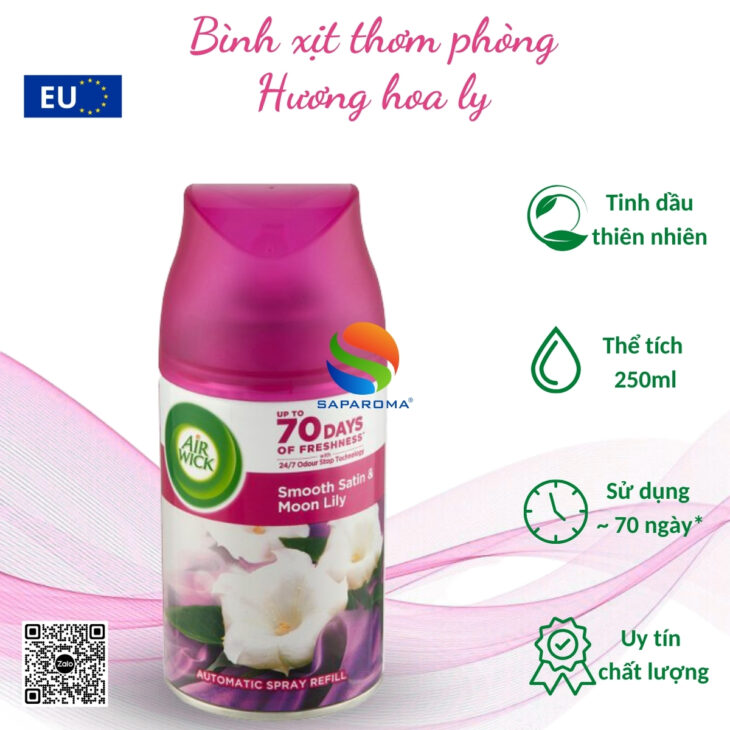 Bình xịt tinh dầu thiên nhiên Air Wick 250ml – nhập khẩu chính hãng EU, hỗ trợ khử mùi, thơm phòng