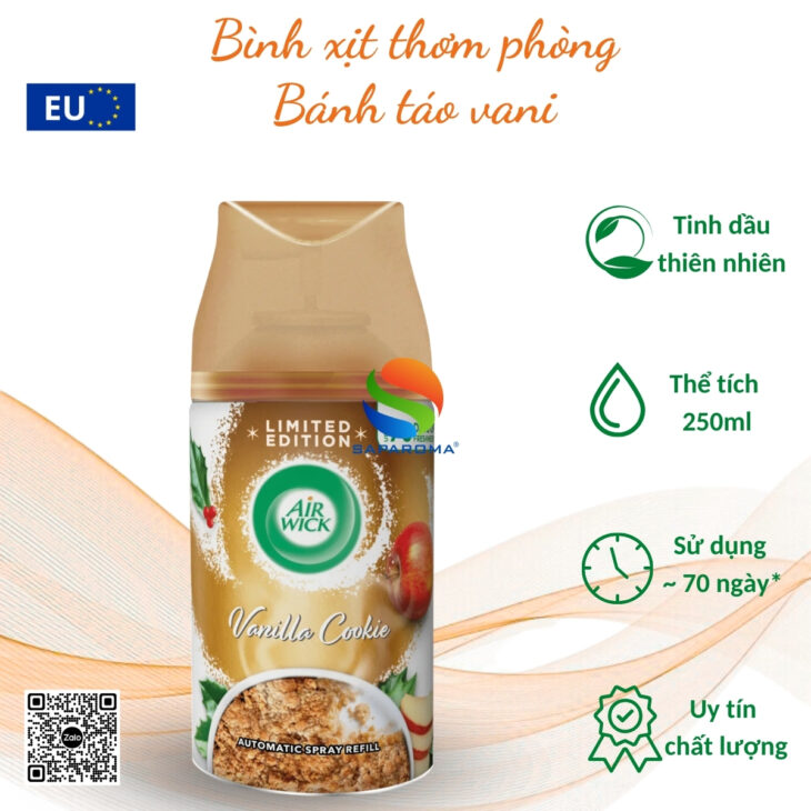 Bình xịt tinh dầu thiên nhiên Air Wick 250ml – nhập khẩu chính hãng EU, hỗ trợ khử mùi, thơm phòng