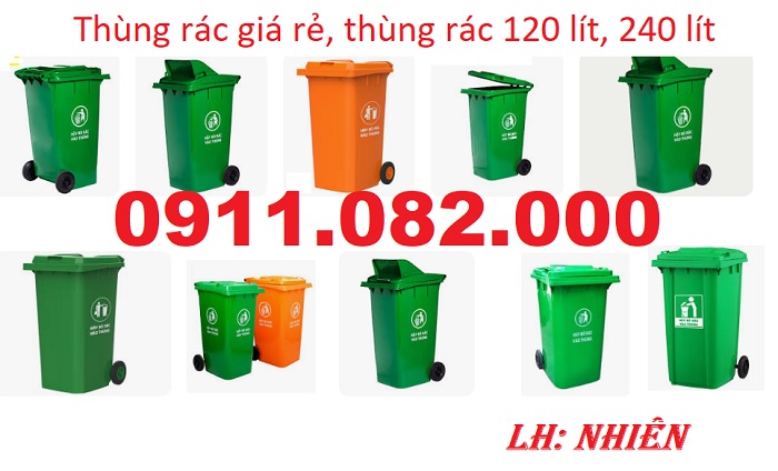 Bán thùng rác nhựa mẫu mã đẹp, chất lượng giá rẻ- thùng rác 120 lít, 240 lít, 660 lít- lh 091108200