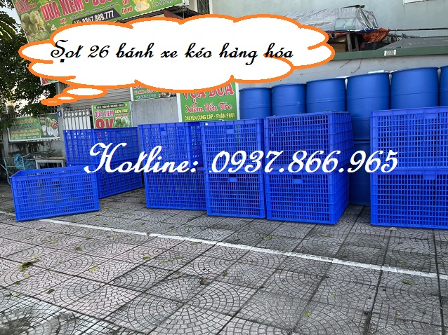 Sọt có bánh xe dùng kéo hàng trong xưởng may, Sọt chứa hàng, sọt có bánh xe dưới đáy