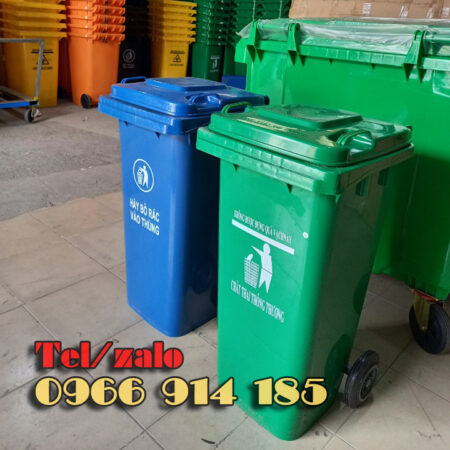 Đại lý thùng rác nhựa 120 lít 2 bánh xe loại dày nguyên sinh
