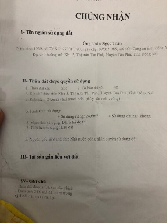 Chỉ 350 triệu sở hữu Nhà, thổ cư toàn bộ, 2 mặt tiền đường, kế bên chợ Huyện Tân Phú