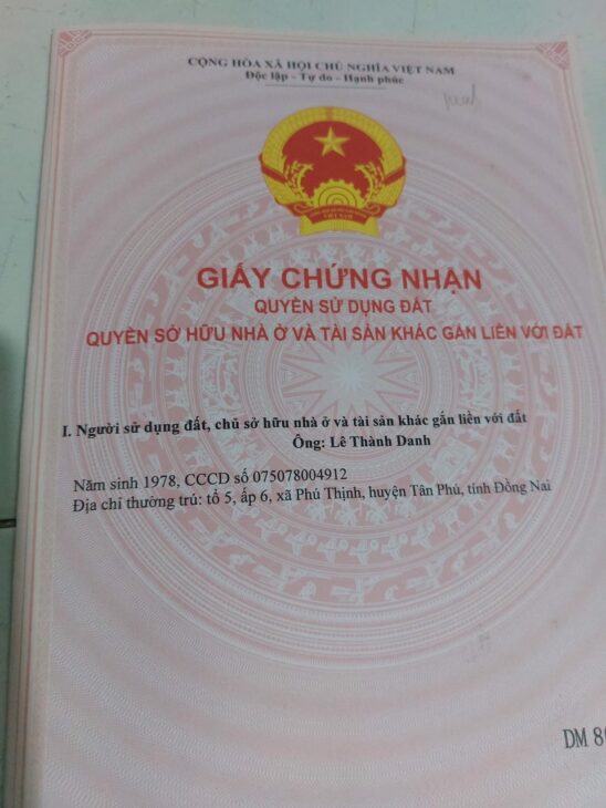 Chỉ 350 triệu sở hữu Nhà, thổ cư toàn bộ, 2 mặt tiền đường, kế bên chợ Huyện Tân Phú