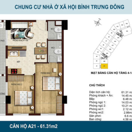 Bán Chung Cư Bluesky tower Q2, Liền Kề GLobal, Giá Sốc. Căn Góc tầng đẹp 2PN 2WC 2,4 tỷ, 66m2