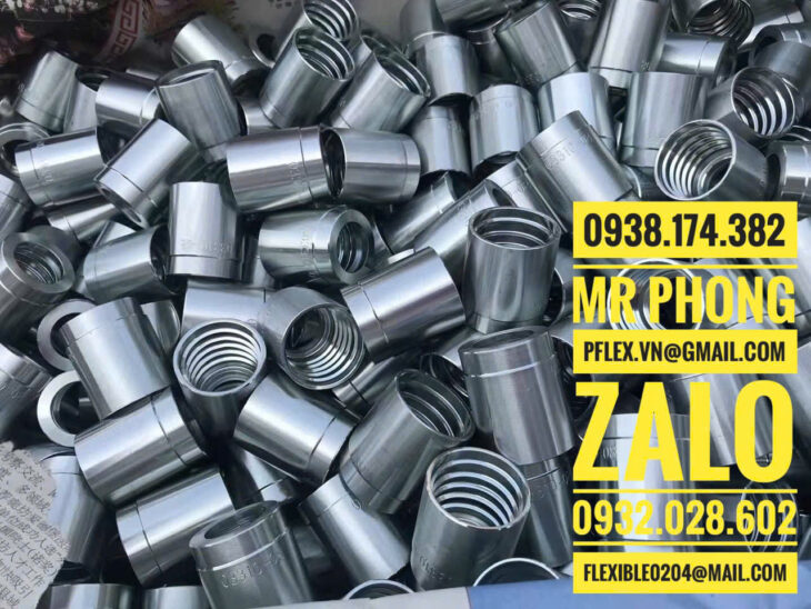đầu ren bấm dây mềm thủy lực-đầu nối inox bấm ống dẫn dầu thủy lực