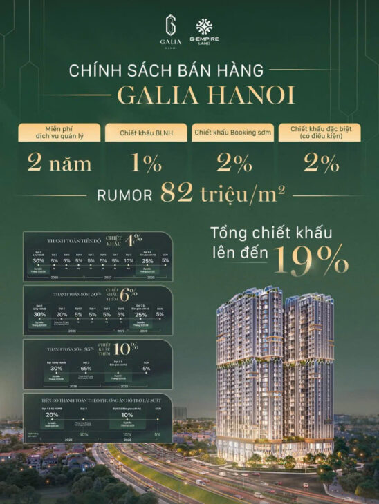 Nhận booking căn hộ dự án GALIA Hà Nội Yên Sở Hoàng Mai