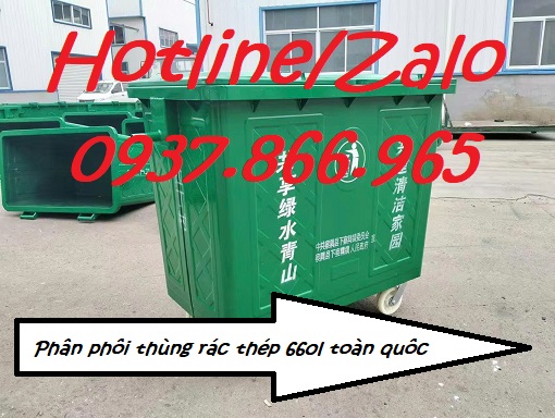 Thùng rác thép, thùng rác 660l làm bàng thép không gỉ, thùng rác thép tại Hà Nội Thù