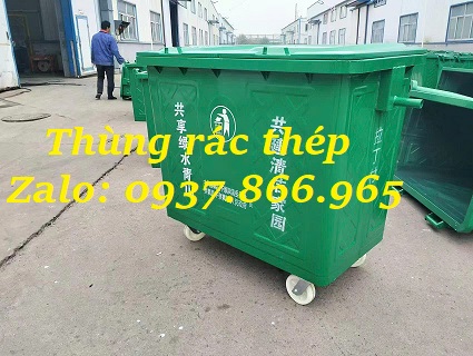 Thùng rác thép, thùng rác 660l làm bàng thép không gỉ, thùng rác thép tại Hà Nội Thù