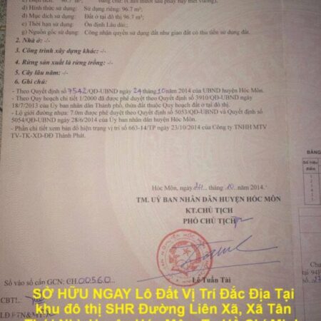 SỞ HỮU NGAY Lô Đất Vị Trí Đắc Địa Tại khu đô thị SHR xã Tân Thới Nhì, huyện Hóc Môn, Tp.Hồ Chí Minh