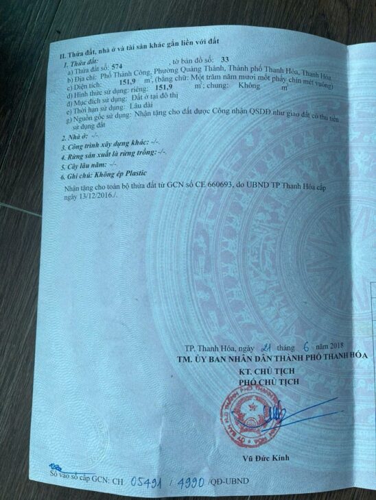 CHÍNH CHỦ Cần bán Đất Mặt Tiền Tại Đường Thanh Chương, Phường Quảng Thành, TP.Thanh Hóa, Thanh Hóa