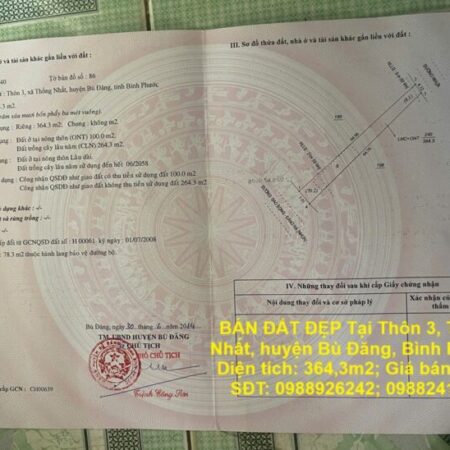 ĐẤT ĐẸP – GIÁ TỐT CHÍNH CHỦ BÁN ĐẤT ĐẸP Tại Thôn 3, Thống Nhất, huyện Bù Đăng, Bình Phước