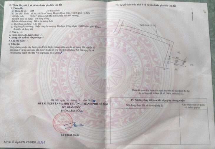 Bán 30m đất Lai Xá, Kim Chung, Hoài Đức, Hà Nội.