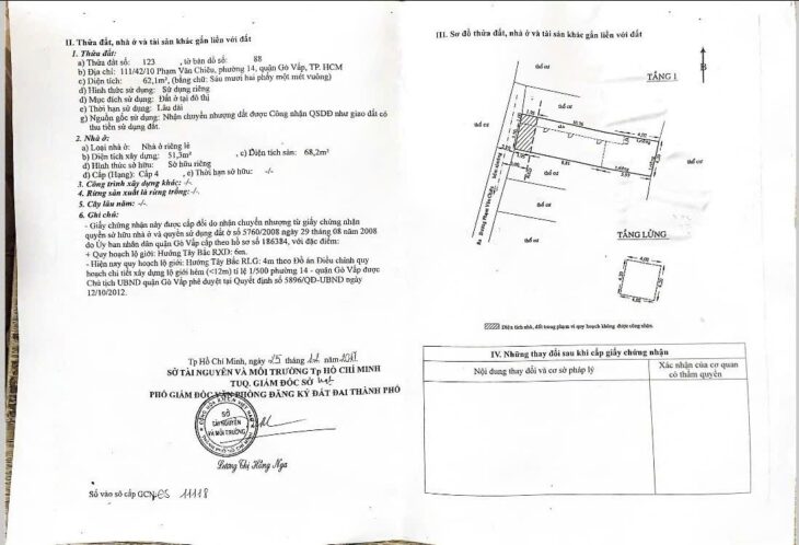 NHÀ ĐẸP – GIÁ TỐT – CẦN BÁN CĂN NHÀ TẠI 111/42/, Đường Phạm Văn Chiêu, P. 14, Quận Gò Vấp, TP.HCM