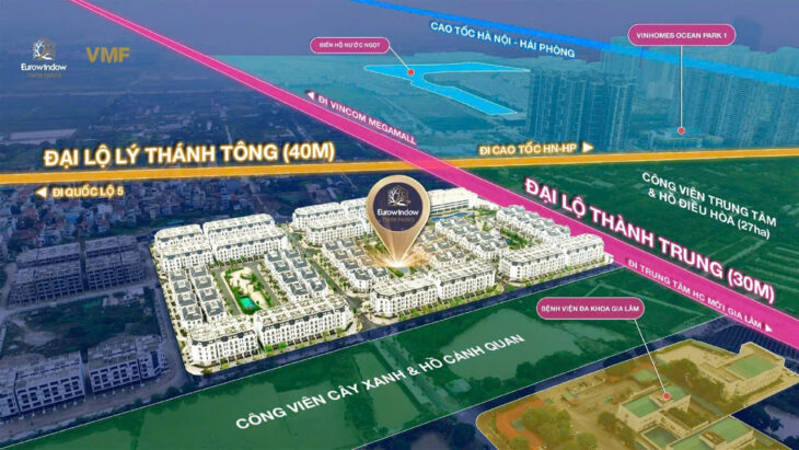 Bán suất ngoại giao liền kề Eurowindow Twin Parks Gia Lâm view công viên