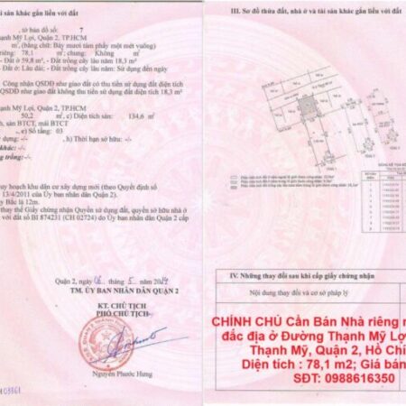 CHÍNH CHỦ Cần Bán Nhà riêng nằm tại vị trí đắc địa ở Đường Thạnh Mỹ Lợi, Quận 2, Hồ Chí Minh