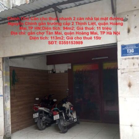 Chính Chủ Cần cho thuê nhanh 2 căn nhà tại quận Hoàng Mai, TP Hà Nội