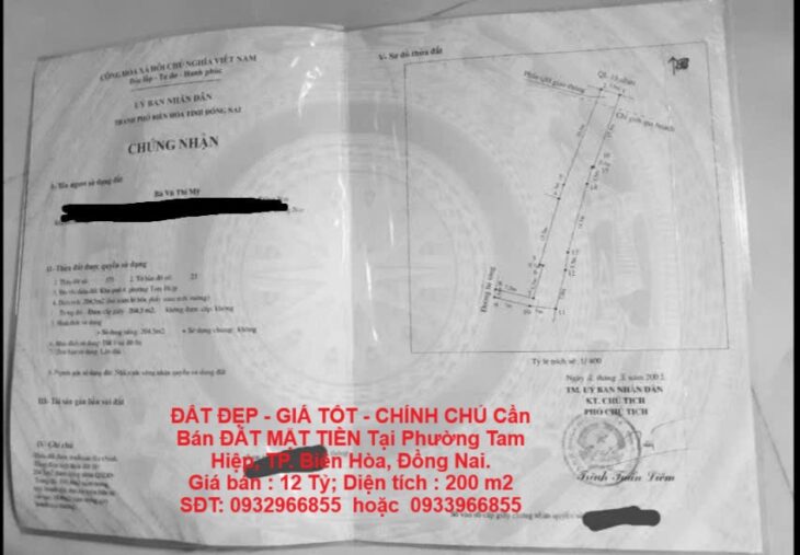 ĐẤT ĐẸP – GIÁ TỐT – CHÍNH CHỦ Cần Bán ĐẤT MẶT TIỀN Tại Phường Tam Hiệp, TP. Biên Hòa, Đồng Nai.