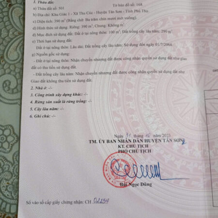 CẦN BÁN LÔ ĐẤT ĐẸP TẠI MẶT ĐƯỜNG QUỐC LỘ 32 – XÃ THU CÚC- TÂN SƠN- PHÚ THỌ