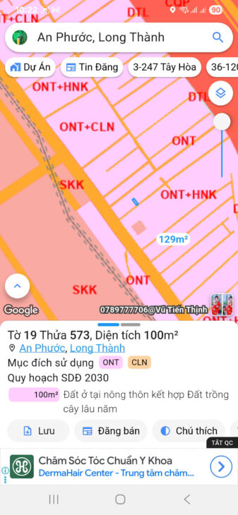 Bán đất Thửa đất số 573, tờ bản đồ số 19, xã An Phước, Long Thành, Đồng Nai.