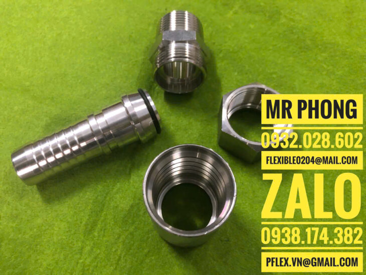 đầu bấm inox cho ống tuy ô thủy lực-đầu cos bấm ống mềm thủy lực