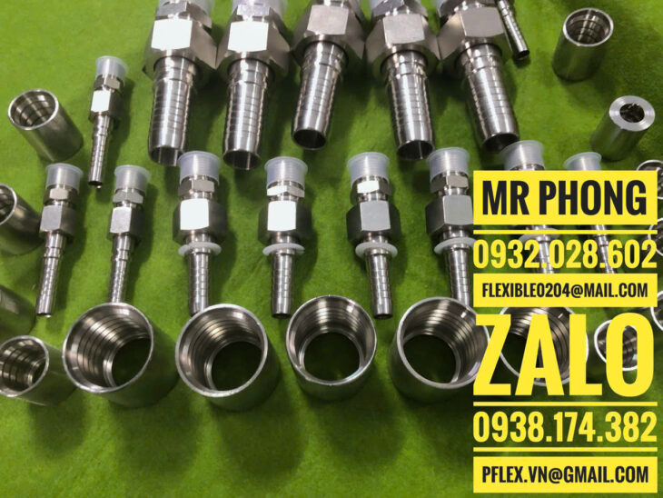 đầu bấm inox cho ống tuy ô thủy lực-đầu cos bấm ống mềm thủy lực