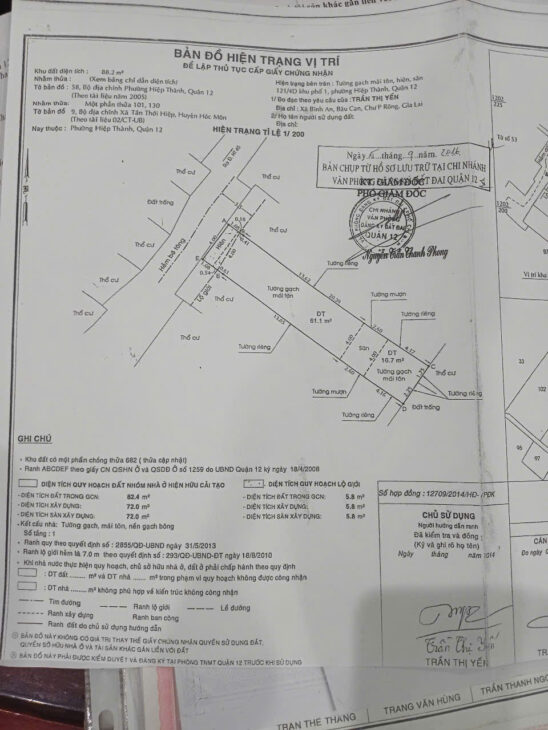 MÌNH CẦN BÁN NHANH CĂN NHÀ TRONG HẺM THÔNG HIỆP THÀNH – QUẬN 12