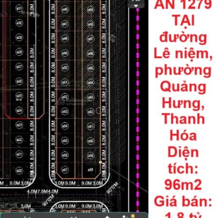 HOT HOT – CẦN BÁN LÔ ĐẤT DỰ ÁN 1279 TẠI đường Lê niệm, phường Quảng Hưng, Thanh Hóa