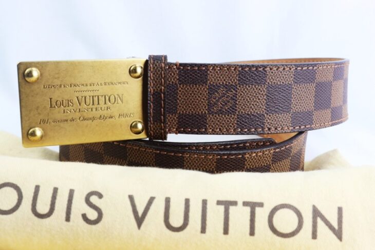Thắt Lưng Nam : Louis Vuitton Da Carô đặc trưng LV Chính Hãng – full túi đựng…