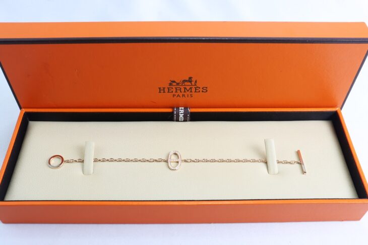 Lắc Tay Nữ Hermes Vàng Hồng 18k, đính 33 viên Kim Cương, Chính Hãng France – Fullbox…