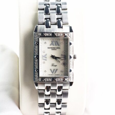 ĐH Nữ : Raymond Weil Tango mặt Xà Cừ – Niềng & cọc số đính full Kim Cương thiên nhiên