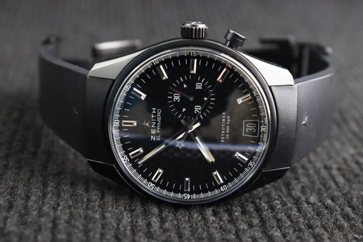 Zenith El Primero Retrotimer PVD Black – Size 42mm, bản dây Cao Su – Size 42mm Fullbox.
