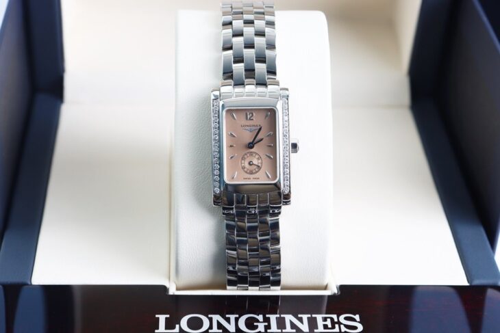 ĐH Nữ : Longines Dolce Vita Mặt Hồng ( cá Hồi ) Niềng Full Kim Cương thiên nhiên fullbox