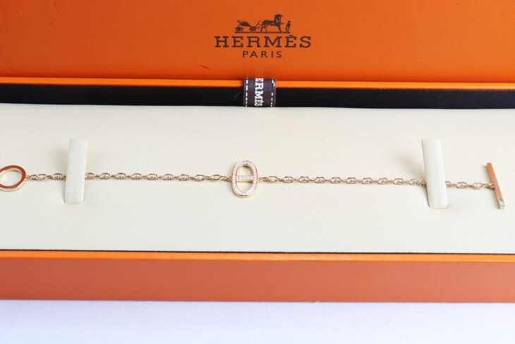 Lắc Tay Nữ Hermes Vàng Hồng 18k, đính 33 viên Kim Cương, Chính Hãng France – Fullbox…