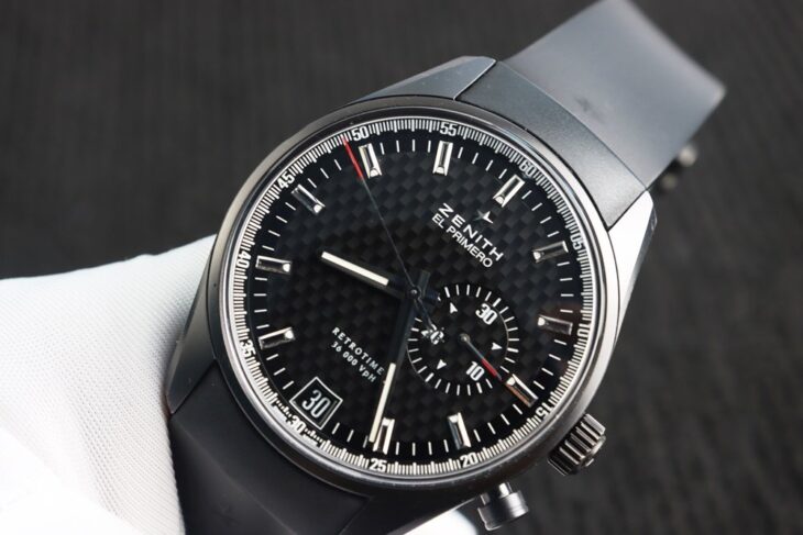 Zenith El Primero Retrotimer PVD Black – Size 42mm, bản dây Cao Su – Size 42mm Fullbox.