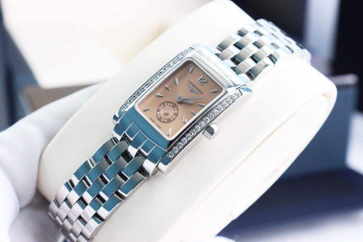 ĐH Nữ : Longines Dolce Vita Mặt Hồng ( cá Hồi ) Niềng Full Kim Cương thiên nhiên fullbox