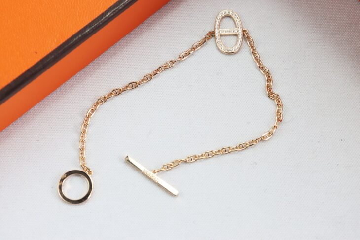 Lắc Tay Nữ Hermes Vàng Hồng 18k, đính 33 viên Kim Cương, Chính Hãng France – Fullbox…
