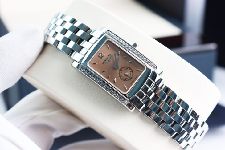ĐH Nữ : Longines Dolce Vita Mặt Hồng ( cá Hồi ) Niềng Full Kim Cương thiên nhiên fullbox