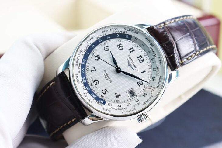Longines Master WorldTime Automatic Kim nung Xanh cọc số học trò Size 38.5mm – Fullbox