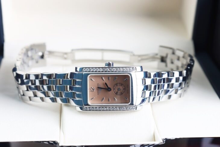 ĐH Nữ : Longines Dolce Vita Mặt Hồng ( cá Hồi ) Niềng Full Kim Cương thiên nhiên fullbox