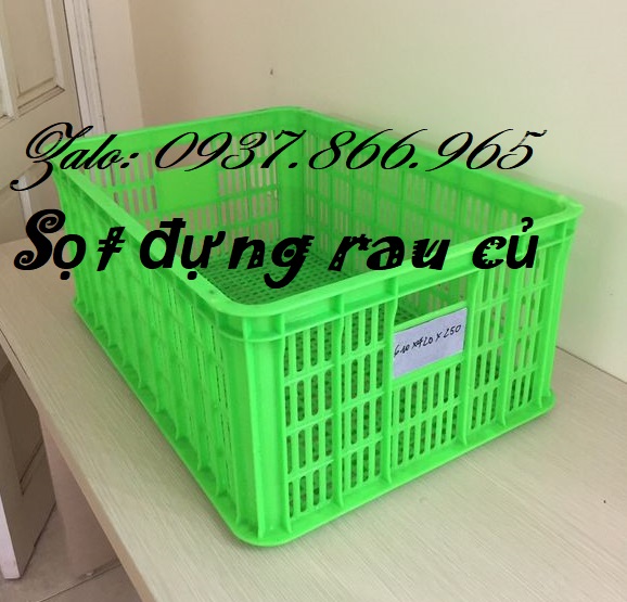 Bán buôn sóng nhựa hở, bán sọt nhựa nguyên sinh , sọt đựng rau củ trong khu siêu thị