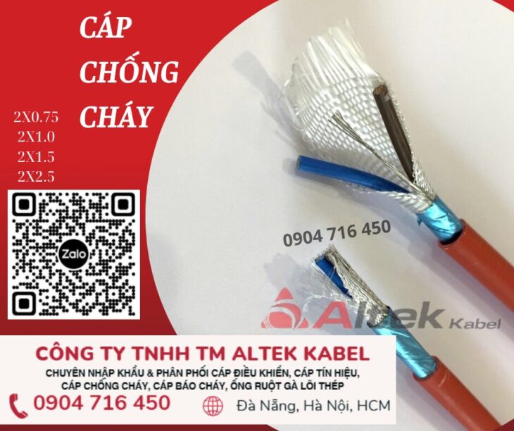 Cáp báo cháy chống cháy 2×0.75 Altek Kabel Đà Nẵng, Hà Nội, Sài Gòn