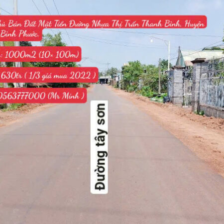 Chính Chủ Bán 1000m2 Đất Mặt Tiền Đường Nhựa Thị Trấn Thanh Bình, Huyện Bù Đốp, Bình Phước.