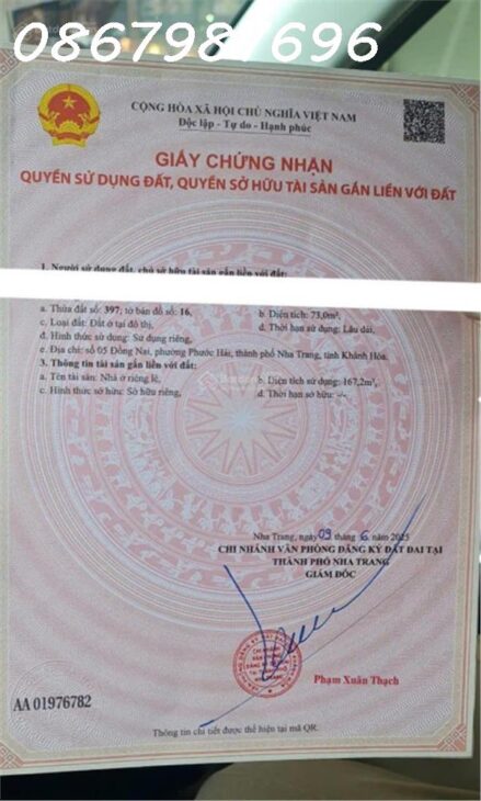 Nhà Mặt Tiền 3 Tầng Chính Chủ, Nha Trang – Giá 8,8 Tỷ