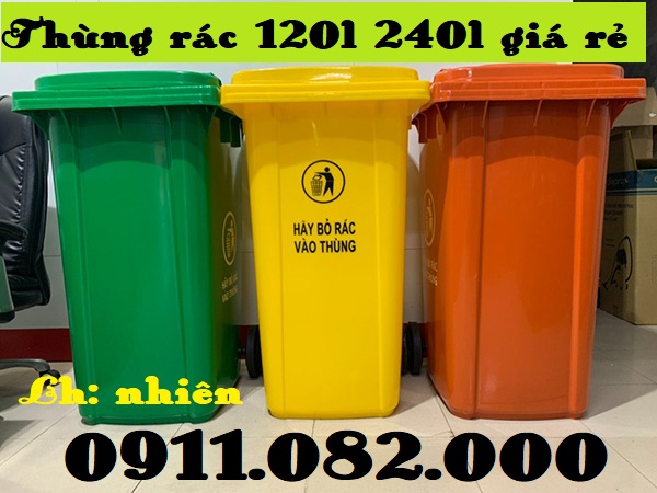 Hạ giá thùng rác nhựa màu xanh, thùng rác 120l 240l 660l giá rẻ miền tây- lh 0911.082.000