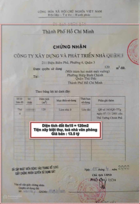 Bán nhà đường số 8, Hiệp Bình Chánh, Thủ Đức. Diện tích 8x15m2 giá 13.5 tỷ