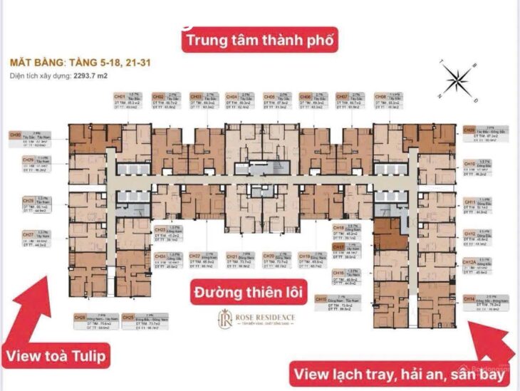 Bán căn hộ 2PN toà Rose Residence – dự án Hoàng Huy Commerce giá chỉ từ 2.540 triệu