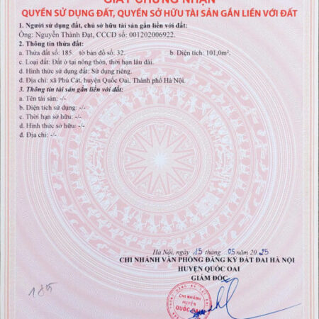 Đất nền Láng Hòa Lạc giá 2.5 tỷ diện tích 100m2 gần khu đô thị VinGroup – Nguyễn Hùng BĐS –