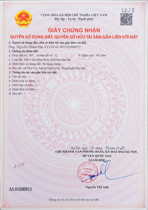 Bán đất nền Láng Hòa Lạc 100m2 giá 2.9 tỷ – đối diện Vin Trường Y, khu dân cư sầm uất Nguyễn Hùng